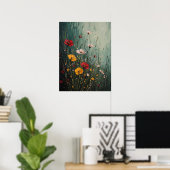 Impasto Wildernis in Teal Nevel Poster (Thuiskantoor)