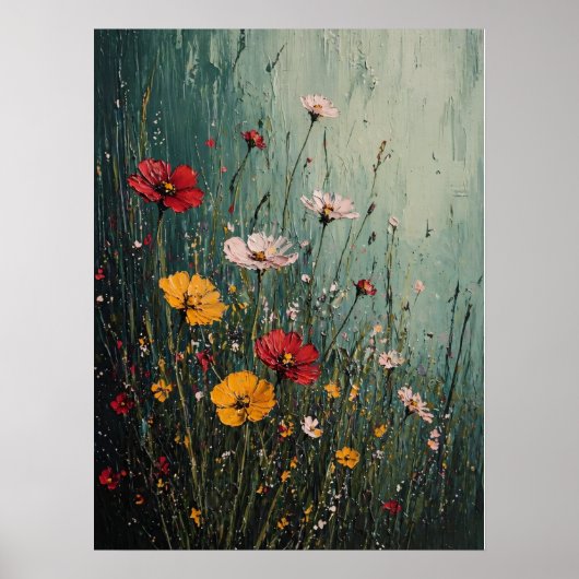Impasto Wildernis in Teal Nevel Poster (Voorkant)