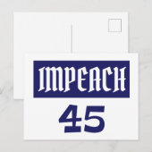 Impeach 45 Anti-Trump Briefkaart (Voorkant / Achterkant)