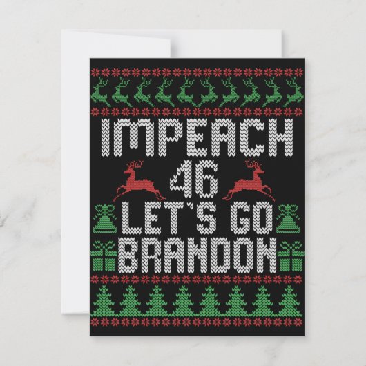 Impeach 46 Let's Go Brandon Lelijke Kerst Trui Notitiekaartje (Voorkant)
