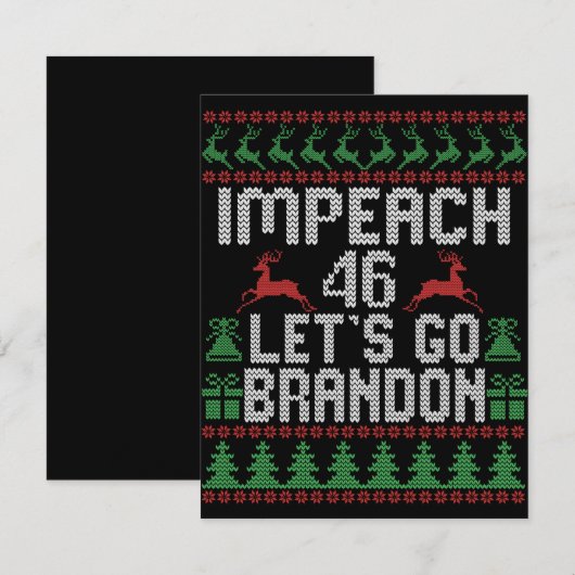 Impeach 46 Let's Go Brandon Lelijke Kerst Trui Notitiekaartje (Voorkant / Achterkant)