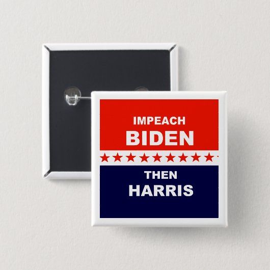 Impeach Biden Than Harris Vierkante Button 5,1 Cm (Voorkant /achterkant)