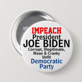 Impeach Democraat President Biden ongeschikt Ronde Button 7,6 Cm (Voorkant /achterkant)