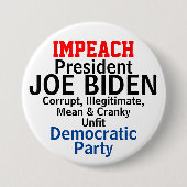 Impeach Democraat President Biden ongeschikt Ronde Button 7,6 Cm (Voorkant)