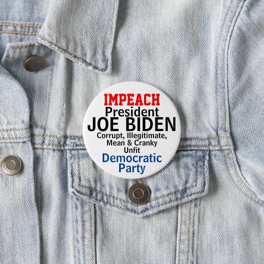 Impeach Democraat President Biden ongeschikt Ronde Button 7,6 Cm (In situ)