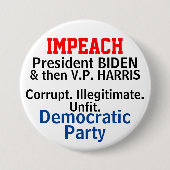 Impeach Democraten Biden Harris Ronde Button 7,6 Cm (Voorkant)
