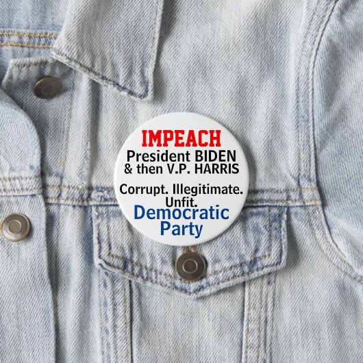 Impeach Democraten Biden Harris Ronde Button 7,6 Cm (In situ)