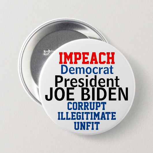 Impeach Democratic President Biden Ronde Button 7,6 Cm (Voorkant /achterkant)