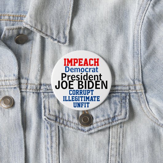 Impeach Democratic President Biden Ronde Button 7,6 Cm (In situ)