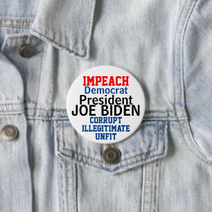 Impeach Democratic President Biden Ronde Button 7,6 Cm