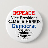 Impeach Democratic VP Harris Ronde Button 7,6 Cm (Voorkant)