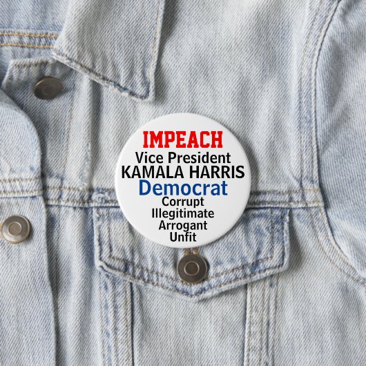 Impeach Democratic VP Harris Ronde Button 7,6 Cm (In situ)