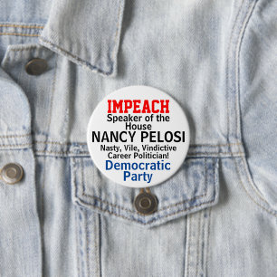 Impeach Speaker Pelosi Career Politician Ronde Button 7,6 Cm