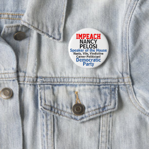 Impeach-spreker Pelosi Blue Democraat Ronde Button 5,7 Cm