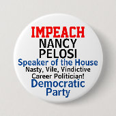 Impeach-spreker Pelosi Blue Democraat Ronde Button 7,6 Cm (Voorkant)