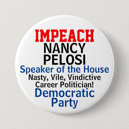 Impeach-spreker Pelosi Blue Democraat Ronde Button 7,6 Cm (Voorkant)
