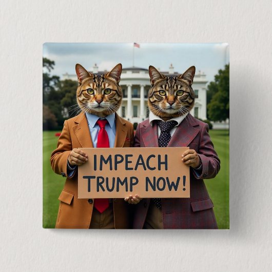 Impeach Trump nu Cat Button (Voorkant)