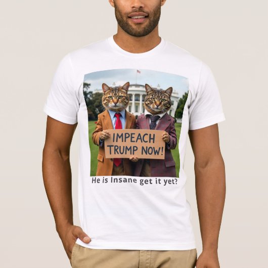 Impeach Trump nu katten in pak T-shirt (Voorkant)