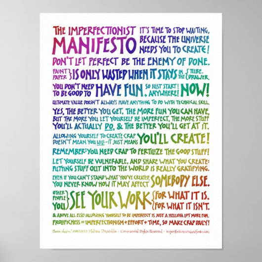Imperfectionist Manifesto Poster - Rainbow White (Voorkant)