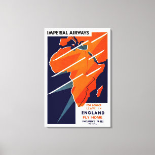Imperial Airways Africa Canvas Afdruk