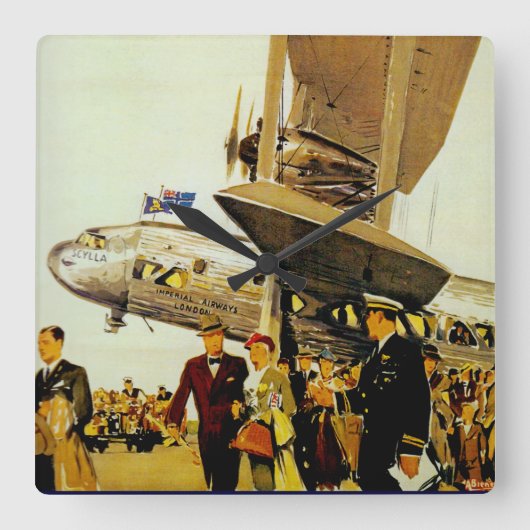 Imperial Airways Arrival Vierkante Klok (Voorkant)