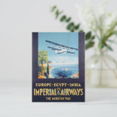  Imperial Airways Europe Egypt India Travel Briefkaart (Staand voorkant)