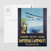  Imperial Airways Europe Egypt India Travel Briefkaart (Voorkant / Achterkant)