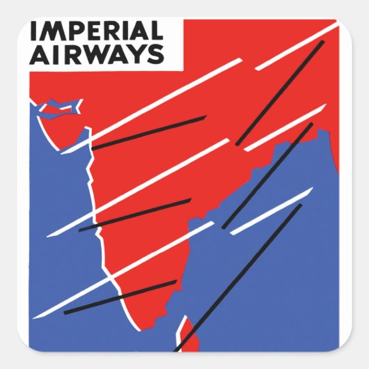 Imperial Airways ~ India Vierkante Sticker (Voorkant)