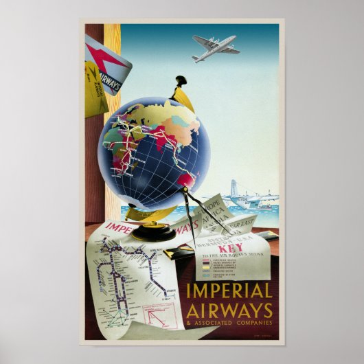 Imperial Airways UK Vintage Poster 1938 (Voorkant)