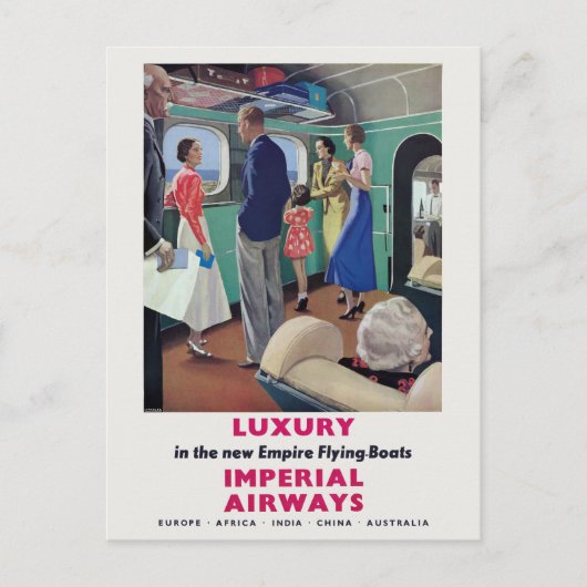 Imperial Airways Vintage Poster 1936 Briefkaart (Voorkant)