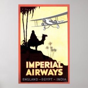 IMPERIAL AIRWAYS Vliegen naar Engeland Egypte Indi Poster