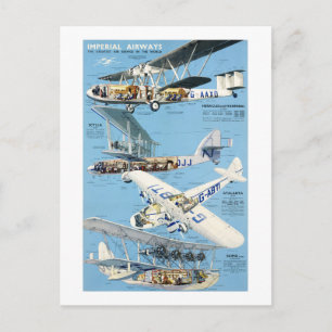 Imperial Airways-vliegtuigen Engeland Vintage Post Briefkaart