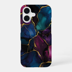 Imperial Améthyste Luxe Paars Teal Marmer  iPhone 16 Hoesje