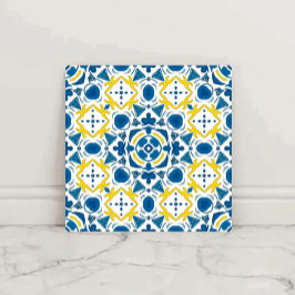 Imperial Blue Elegant Geometric Mosaic Tegeltje