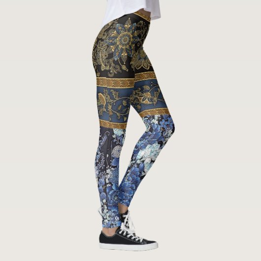 Imperial Blue Floral Kimono Leggings (Rechts)