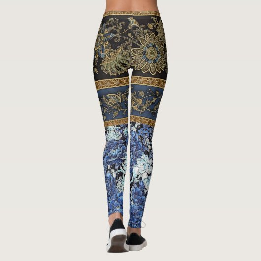 Imperial Blue Floral Kimono Leggings (Achterkant)