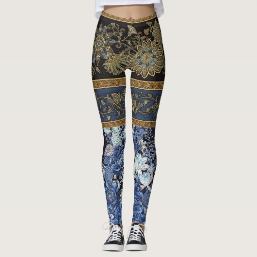 Imperial Blue Floral Kimono Leggings (Voorkant)