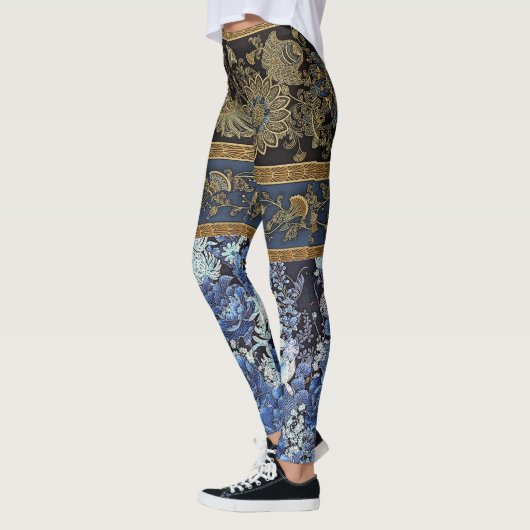 Imperial Blue Floral Kimono Leggings (Links)