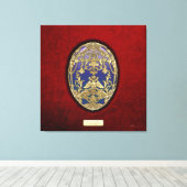Imperial Faberge Eggs: Tsarevich Egg op rood fluwe Canvas Afdruk (Insitu (Houten vloer))