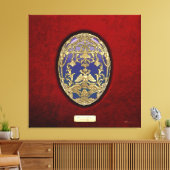 Imperial Faberge Eggs: Tsarevich Egg op rood fluwe Canvas Afdruk (Insitu (Woonkamer))