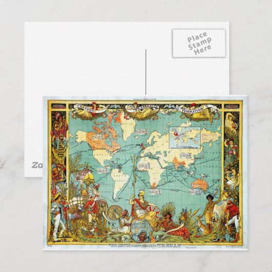 Imperial Federation Map of the World Showi Briefkaart (Voorkant / Achterkant)