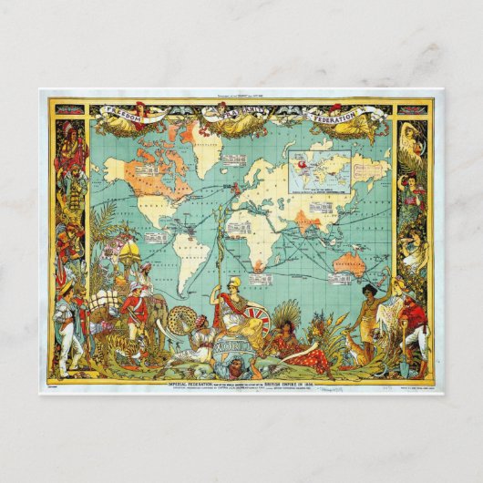Imperial Federation Map of the World Showi Briefkaart (Voorkant)