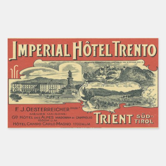 Imperial Hotel Trento Rechthoekige Sticker (Voorkant)