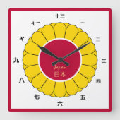 Imperial Japan Mode & Japanse vlag, Seal Kanji Vierkante Klok (Voorkant)