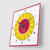 Imperial Japan Mode & Japanse vlag, Seal Kanji Vierkante Klok (Hoek)