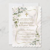 Imperial Lilies Gold Spanish 1st Birthday Baptisme Kaart (Voorkant)