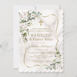 Imperial Lilies Gold Spanish 1st Birthday Baptisme Kaart