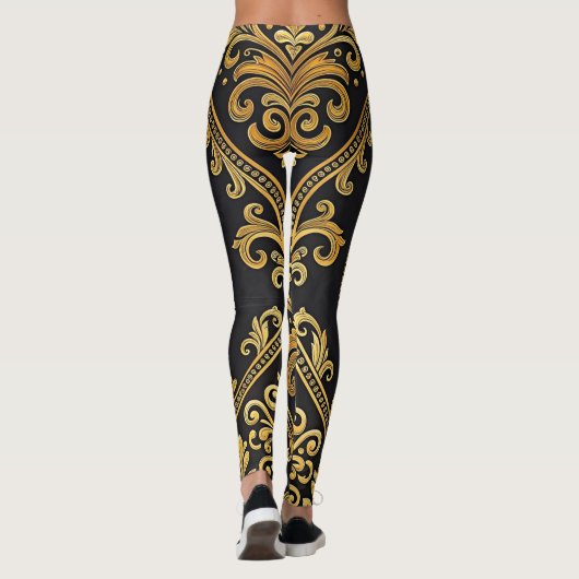 Imperial Majesty Seamless Pattern – Gold and Black Leggings (Achterkant)