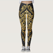 Imperial Majesty Seamless Pattern – Gold and Black Leggings (Voorkant)