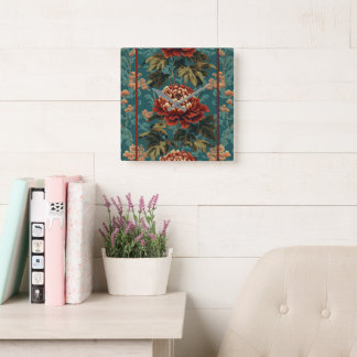Imperial Peony Tapestry Vierkante Klok